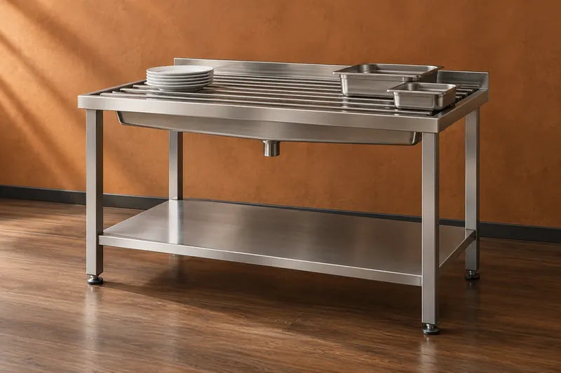 Modelo base de mesa de escurrido para una cocina profesional